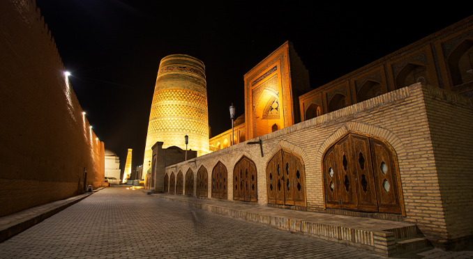 Khiva old city at night